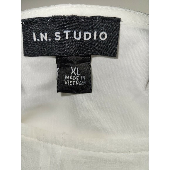 I.N. Studio Women's Blouse Sheer Bat sleeve Smocked Waist Ruffled White Size XL - Picture 6 of 7